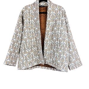 Cecile Wang Jacket Womens Medium Quilted Paisley Boho France Lined